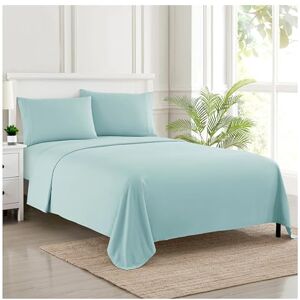 Sweet Home Collection Luxe beddengoed set met plat, hoeslaken, 2 kussenslopen, fijn dubbel geborsteld microvezel, lichtblauw, volledig Sweet Home Collection Luxe beddengoed set met plat, hoeslaken, 2 kussenslopen, fijn dubbel geborsteld microvezel, lichtblauw, volledig