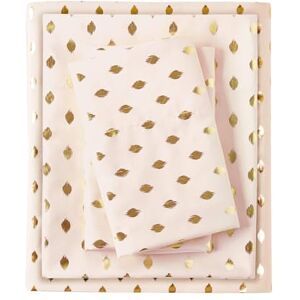 Intelligent Design Microfiber rimpelbestendig, zachte lakens met 12 inch zak modern, het hele seizoen, gezellige beddengoed, bijpassende kussensloop, vol, metallic dot blush/goud Intelligent Design Microfiber rimpelbestendig, zachte lakens met 12 inch zak modern, het hele seizoen, gezellige beddengoed, bijpassende kussensloop, vol, metallic dot blush/goud