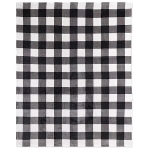 Safdie & Co. Flanel Bedrukt Geribbeld 48x60 Witte Plaid Ultra Zachte Gooi, Zwart 65903.Z.06 Safdie & Co. Flanel Bedrukt Geribbeld 48x60 Witte Plaid Ultra Zachte Gooi, Zwart 65903.Z.06