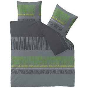 CelinaTex Touchme flanellen beddengoed, 200 x 220 cm, 3-delig katoenen dekbedovertrek, Anni grijs, zwart, groen CelinaTex Touchme flanellen beddengoed, 200 x 220 cm, 3-delig katoenen dekbedovertrek, Anni grijs, zwart, groen
