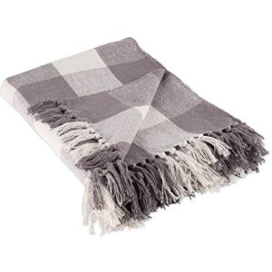 DII Buffalo Check Bins & Throws, Stof, Grijs & Wit, 50x60 Body met 3 inch Fringe DII Buffalo Check Bins & Throws, Stof, Grijs & Wit, 50x60 Body met 3 inch Fringe