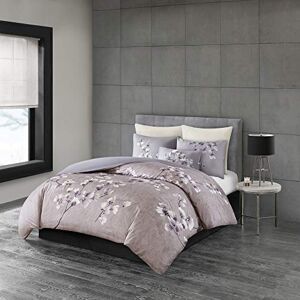 N Natori Sakura Duvet Cover Reversible Cherry-Blossom Cotton Printed Flower Floral Botanical Matching Embroidered Shams Soft Corner Ties All Season Bedding-Sets, King/Cal King(110"x96"), Lilac N Natori Sakura Duvet Cover Reversible Cherry-Blossom Cotton Printed Flower Floral Botanical Matching Embroidered Shams Soft Corner Ties All Season Bedding-Sets, King/Cal King(110"x96"), Lilac