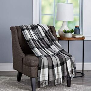 BEDFORD HOME Oversized Vintage Look Geweven Acryl Faux Cashmere-Feel Gooi Ademend en Machine Wasbaar, (Phantom Plaid) BEDFORD HOME Oversized Vintage Look Geweven Acryl Faux Cashmere-Feel Gooi Ademend en Machine Wasbaar, (Phantom Plaid)