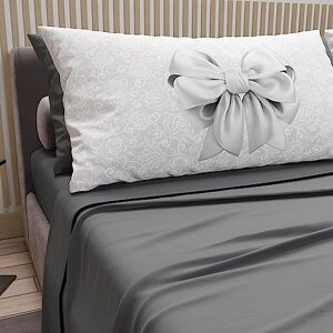 PETTI Artigiani Italiani Katoenen beddengoed met kussenslopen met digitale print, voor tweepersoonsbed, maxi, compleet laken boven en onder met hoeken, donkergrijs, 100% Made in Italy PETTI Artigiani Italiani Katoenen beddengoed met kussenslopen met digitale print, voor tweepersoonsbed, maxi, compleet laken boven en onder met hoeken, donkergrijs, 100% Made in Italy