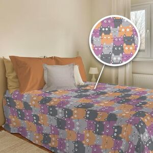 PENSIERI DELICATI Sprei 170 x 280 cm, voor eenpersoonsbed, 100% piqué-katoen, ideaal als sprei voor eenpersoonsbed, motief Happycat Orange, 100% Made in Italy PENSIERI DELICATI Sprei 170 x 280 cm, voor eenpersoonsbed, 100% piqué-katoen, ideaal als sprei voor eenpersoonsbed, motief Happycat Orange, 100% Made in Italy