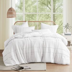 Comfort Spaces Witte queensize dekbedset 3-delige Pintuck geplooide boerderij beddengoed sets queensize bed, alle seizoenen, lichtgewicht, katoenachtige zachtheid, voorgewassen microvezel queensize Comfort Spaces Witte queensize dekbedset 3-delige Pintuck geplooide boerderij beddengoed sets queensize bed, alle seizoenen, lichtgewicht, katoenachtige zachtheid, voorgewassen microvezel queensize