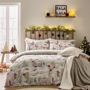 furn. Joy To All dekbedovertrekset omkeerbaar kerstbeddengoed met steden en monumenten ontwerp (sneeuw/bessen koning) furn. Joy To All dekbedovertrekset omkeerbaar kerstbeddengoed met steden en monumenten ontwerp (sneeuw/bessen koning)