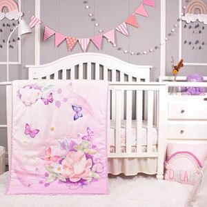 La Premura Baby Crib Bedding Set for Girls, Watercolor Purple Butterfly 3 Piece Standard Size Crib Set for Baby Girl, Cunas para Bebes, Floral Crib Bedding Set, Pastel Pink, Yellow and Purple La Premura Baby Crib Bedding Set for Girls, Watercolor Purple Butterfly 3 Piece Standard Size Crib Set for Baby Girl, Cunas para Bebes, Floral Crib Bedding Set, Pastel Pink, Yellow and Purple
