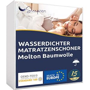 SLEEPZEN Waterdichte matrasbeschermer 90 x 200 cm, molton 100% katoen, matrashoes met vochtbescherming, ademend, nieuwste versie van de matrasbeschermer met bescherming tegen vocht.