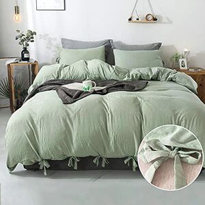 annadaif Dekbedovertrek Queen Size Saliegroen, 3-delige zachte gewassen microvezel dekbedovertrekset, dekbedovertrek met strikje en vlinderdas (1 dekbedovertrek, 228 x 228 cm, 2 kussenslopen), annadaif Dekbedovertrek Queen Size Saliegroen, 3-delige zachte gewassen microvezel dekbedovertrekset, dekbedovertrek met strikje en vlinderdas (1 dekbedovertrek, 228 x 228 cm, 2 kussenslopen),
