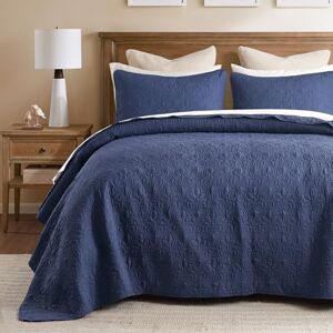 Madison Park Quebec Reversible Quilt Set Damask Design, Double Sided Stitching All Season, Lightweight Bedspread Bedding Set, Matching Sham, Navy, King(120"x118") 3 Piece Madison Park Quebec Reversible Quilt Set Damask Design, Double Sided Stitching All Season, Lightweight Bedspread Bedding Set, Matching Sham, Navy, King(120"x118") 3 Piece