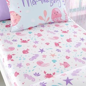 Bedlam Roze zeedieren lakens Eenpersoons hoeslaken (190 x 90 x 25cm) Oceaan/zeedieren slaapkamer accessoires Mermaid Vibes Collection, Agua Bedlam Roze zeedieren lakens Eenpersoons hoeslaken (190 x 90 x 25cm) Oceaan/zeedieren slaapkamer accessoires Mermaid Vibes Collection, Agua