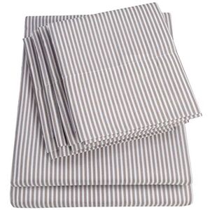 Sweet Home Collection Kingsize lakens, 6-delige, 1500-draadse Supreme Collection fijn geborstelde microvezel lakenset beddengoed met diepe zak, 2 extra kussenslopen, extra voordelig, klassiek gestreept grijs Sweet Home Collection Kingsize lakens, 6-delige, 1500-draadse Supreme Collection fijn geborstelde microvezel lakenset beddengoed met diepe zak, 2 extra kussenslopen, extra voordelig, klassiek gestreept grijs
