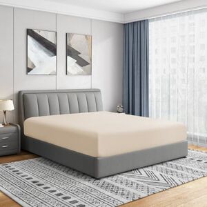 Cathay Home Luxe rimpel- en vervagingsbestendig dubbel geborsteld ultra zachte microvezel 35 cm standaard zak enkel hoeslaken, crème, kingsize Cathay Home Luxe rimpel- en vervagingsbestendig dubbel geborsteld ultra zachte microvezel 35 cm standaard zak enkel hoeslaken, crème, kingsize