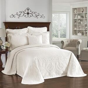 Historic Charleston King Charles moderne boerderij bloemen matelasse sprei, 100% katoen ademend beddengoed, volledig/queensize bed, ivoor Historic Charleston King Charles moderne boerderij bloemen matelasse sprei, 100% katoen ademend beddengoed, volledig/queensize bed, ivoor