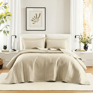 Comfort Spaces Kienna Quiltset luxe dubbelzijdig stikontwerp, het hele seizoen, lichtgewicht, sprei beddengoed, bijpassende shams, oversized king (304,8 x 298 cm), ivoor, 3 stuks Comfort Spaces Kienna Quiltset luxe dubbelzijdig stikontwerp, het hele seizoen, lichtgewicht, sprei beddengoed, bijpassende shams, oversized king (304,8 x 298 cm), ivoor, 3 stuks