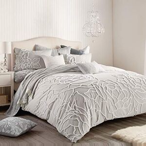 Peri Home 100% katoen 3-delig dekbed en sham set beddengoed voor slaapkamer (grijs chenille roos, kingsize) Peri Home 100% katoen 3-delig dekbed en sham set beddengoed voor slaapkamer (grijs chenille roos, kingsize)