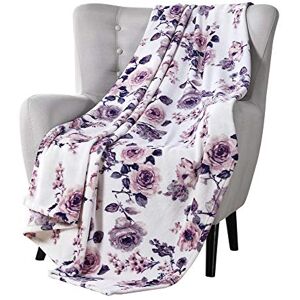 VCNY Home Decoratieve deken: zachte pluche levendig roze bloemenaccent voor bank of bed, gekleurd: blush roze paars marineblauw grijs wit VCNY Home Decoratieve deken: zachte pluche levendig roze bloemenaccent voor bank of bed, gekleurd: blush roze paars marineblauw grijs wit