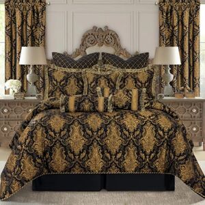 Loom and Mill 9-delige luxe klassieke zwarte damast jacquard dekbed sets-FlorenceBK, synthetische vezel, king Loom and Mill 9-delige luxe klassieke zwarte damast jacquard dekbed sets-FlorenceBK, synthetische vezel, king
