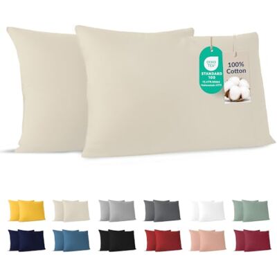 Dreamzie katoenen kussensloop 40x60 cm beige (set van 2), OEKO-TEX Dreamzie katoenen kussensloop 40x60 cm beige (set van 2), OEKO-TEX
