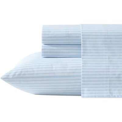 Laura Ashley Tweepersoons lakenset, knapperig en koel katoen percal lakens, diepe zakken, gestreept beddengoed met bijpassend hoeslaken en kussensloop (Bedford Skinny Stripe Blue) Laura Ashley Tweepersoons lakenset, knapperig en koel katoen percal lakens, diepe zakken, gestreept beddengoed met bijpassend hoeslaken en kussensloop (Bedford Skinny Stripe Blue)