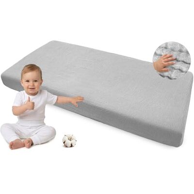 Medi Partners Babybedlakens 60x120-100% Katoen Mousseline Hoeslaken voor Babybedje Matrasbeschermer Hoeslaken Babybedlaken (Grijs) Medi Partners Babybedlakens 60x120-100% Katoen Mousseline Hoeslaken voor Babybedje Matrasbeschermer Hoeslaken Babybedlaken (Grijs)