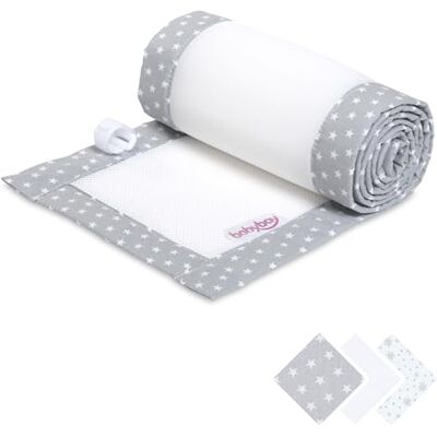 babybay Nestje 3D mesh geschikt voor model Maxi, Boxspring, Comfort en Comfort Plus, lichtgrijs sterren wit babybay Nestje 3D mesh geschikt voor model Maxi, Boxspring, Comfort en Comfort Plus, lichtgrijs sterren wit