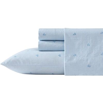 Laura Ashley Queensize lakens, katoenen percal beddengoedset, lichtgewicht en ademend woondecoratie (schildpad gingham blauw, queen) Laura Ashley Queensize lakens, katoenen percal beddengoedset, lichtgewicht en ademend woondecoratie (schildpad gingham blauw, queen)