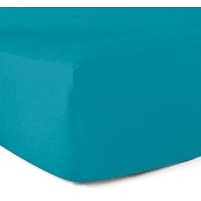 Le linge de Jules Hoeslaken, 100% katoen, 57 draden/cm², 180 x 200 cm, spanhoogte 30 cm, turquoise Le linge de Jules Hoeslaken, 100% katoen, 57 draden/cm², 180 x 200 cm, spanhoogte 30 cm, turquoise