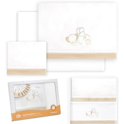 Interbaby Babybeddengoed van katoen voor babybed, olifantenbeer, ballonnen, 3-delige set, hoeslaken + dekbedovertrek + kussensloop Interbaby Babybeddengoed van katoen voor babybed, olifantenbeer, ballonnen, 3-delige set, hoeslaken + dekbedovertrek + kussensloop