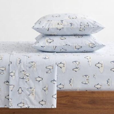 Eddie Bauer Warm en ademend geborsteld katoenen flanellen beddengoed voor zachtheid, decoratief en comfortabel, diepe zakken, Oeko-Tex gecertificeerd, skipinguïn, queensize Eddie Bauer Warm en ademend geborsteld katoenen flanellen beddengoed voor zachtheid, decoratief en comfortabel, diepe zakken, Oeko-Tex gecertificeerd, skipinguïn, queensize