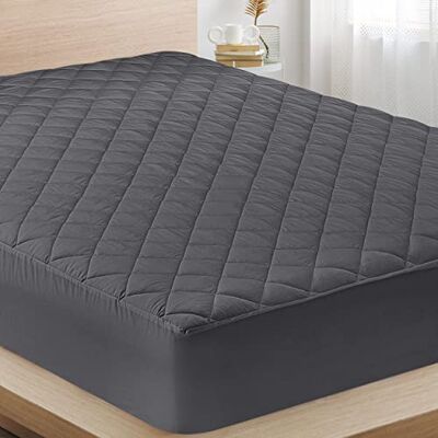 Utopia Bedding Gewatteerde getailleerde matrasbeschermer (kingsize, grijs) elastische getailleerde matrasbeschermer matrashoes strekt zich uit tot 16 inch diep machinewasbare matrastopper Utopia Bedding Gewatteerde getailleerde matrasbeschermer (kingsize, grijs) elastische getailleerde matrasbeschermer matrashoes strekt zich uit tot 16 inch diep machinewasbare matrastopper