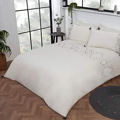 Sleepdown Luxe Boho Geborduurde Paneelband Effen Wit Zwart Kwastjes Gemakkelijk Onderhoud Zacht Gezellige Dekbedovertrek Beddengoed Set met Kussenslopen Dubbel (200cm x 200cm) Sleepdown Luxe Boho Geborduurde Paneelband Effen Wit Zwart Kwastjes Gemakkelijk Onderhoud Zacht Gezellige Dekbedovertrek Beddengoed Set met Kussenslopen Dubbel (200cm x 200cm)