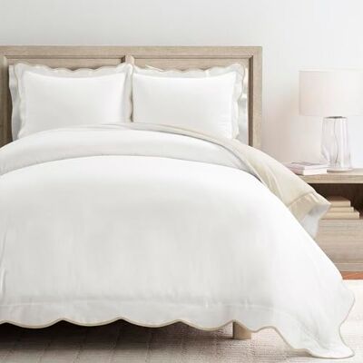 Lush Decor Coastal Chic Sint-jakobsschelp Rand Katoenen Dekbedovertrek Neutraal/Wit 3-delige Set Vol/Queen Zachte Elegante Betaalbare Luxe Dekbedovertrek Set Lush Decor Coastal Chic Sint-jakobsschelp Rand Katoenen Dekbedovertrek Neutraal/Wit 3-delige Set Vol/Queen Zachte Elegante Betaalbare Luxe Dekbedovertrek Set