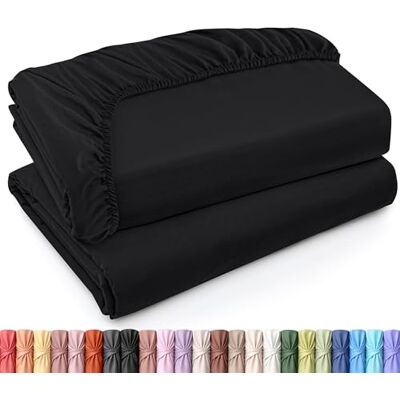 Utopia Bedding Hoeslaken voor tweepersoonsbed, zachte geborstelde microvezel, diepe zakken, krimpvrij en lichtbestendig, onderhoudsvriendelijk (Twin XL, zwart) Utopia Bedding Hoeslaken voor tweepersoonsbed, zachte geborstelde microvezel, diepe zakken, krimpvrij en lichtbestendig, onderhoudsvriendelijk (Twin XL, zwart)