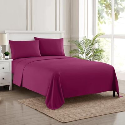 Sweet Home Collection 1800 Thread Count Bed Set Egyptische Kwaliteit Geborsteld Microfiber 4 Stuk Diepe Pocket Sheets, California King, Berry Sweet Home Collection 1800 Thread Count Bed Set Egyptische Kwaliteit Geborsteld Microfiber 4 Stuk Diepe Pocket Sheets, California King, Berry