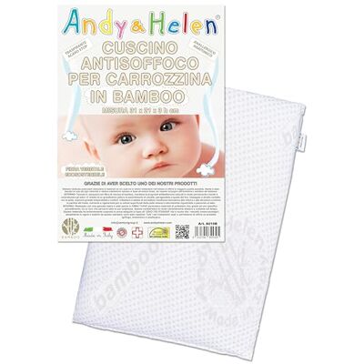 ANDY & HELEN Kussen voor wieg, kinderwagen, met bamboebekleding, A010, 1,0 stuks ANDY & HELEN Kussen voor wieg, kinderwagen, met bamboebekleding, A010, 1,0 stuks