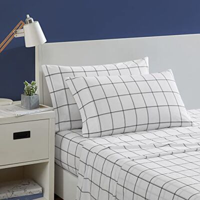 Nautica Kingsize lakenset, katoenen percal beddengoedset, knapperig en cool, lichtgewicht en ademend (plot zwart, kingsize) Nautica Kingsize lakenset, katoenen percal beddengoedset, knapperig en cool, lichtgewicht en ademend (plot zwart, kingsize)