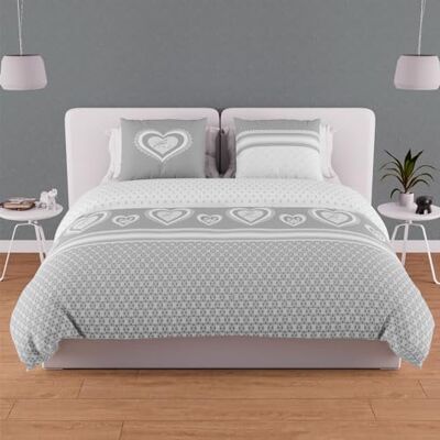 Soleil d'ocre Grijze katoenen beddengoedset - PASSION - 240x220 cm Soleil d'ocre Grijze katoenen beddengoedset - PASSION - 240x220 cm