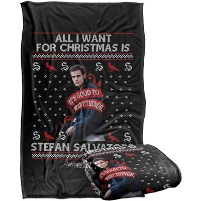 LOGOVISION The Vampire Diaries All I Want For Christmas Is Stefan Salvatore Silky Touch Super Zachte Gooi Deken 91 x 147 Cm LOGOVISION The Vampire Diaries All I Want For Christmas Is Stefan Salvatore Silky Touch Super Zachte Gooi Deken 91 x 147 Cm