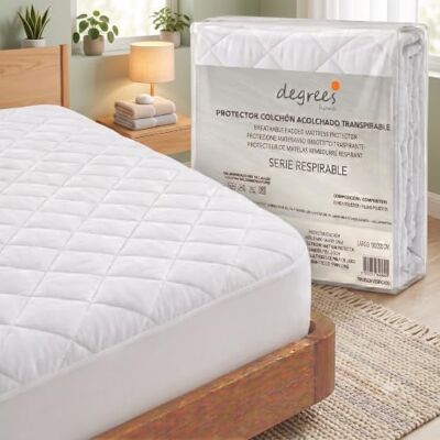 Degrees home 2Basic Matrasbeschermer, 80 x 190/200 cm, gewatteerd, omkeerbaar en wasbaar, elastische matrashoes tot 32 cm hoogte, wit Degrees home 2Basic Matrasbeschermer, 80 x 190/200 cm, gewatteerd, omkeerbaar en wasbaar, elastische matrashoes tot 32 cm hoogte, wit