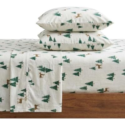 Eddie Bauer Queensize lakenset, warm ademend katoenen flanellen beddengoed met diepe zakken, geborsteld voor extra zachtheid, gezellige huisdecoratie, Oeko-Tex gecertificeerd (hert hol, queen) Eddie Bauer Queensize lakenset, warm ademend katoenen flanellen beddengoed met diepe zakken, geborsteld voor extra zachtheid, gezellige huisdecoratie, Oeko-Tex gecertificeerd (hert hol, queen)