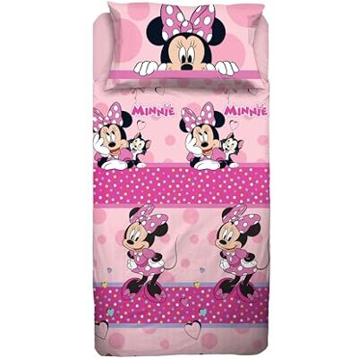 hermet Minnie Mouse eenpersoons lakenset, Disney eenpersoons bedset, bovenlaken, hoeslaken, kussensloop, roze, Disney, 100% katoen, officieel product hermet Minnie Mouse eenpersoons lakenset, Disney eenpersoons bedset, bovenlaken, hoeslaken, kussensloop, roze, Disney, 100% katoen, officieel product