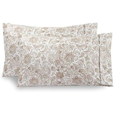 Elegant Comfort Patroon bedrukte kussenslopen 2-delige set Egyptische kwaliteit 1500 draadtelling tijdloze klassieke ontwerpen zacht en glad weefsel, rimpelbestendig, Paisley King kussensloop, taupe Elegant Comfort Patroon bedrukte kussenslopen 2-delige set Egyptische kwaliteit 1500 draadtelling tijdloze klassieke ontwerpen zacht en glad weefsel, rimpelbestendig, Paisley King kussensloop, taupe