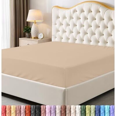Utopia Bedding 2-persoons hoeslaken onderlaken diepe zak zachte microvezel krimp- en vervagingsbestendig onderhoudsvriendelijk alleen 1 hoeslaken (beige) Utopia Bedding 2-persoons hoeslaken onderlaken diepe zak zachte microvezel krimp- en vervagingsbestendig onderhoudsvriendelijk alleen 1 hoeslaken (beige)