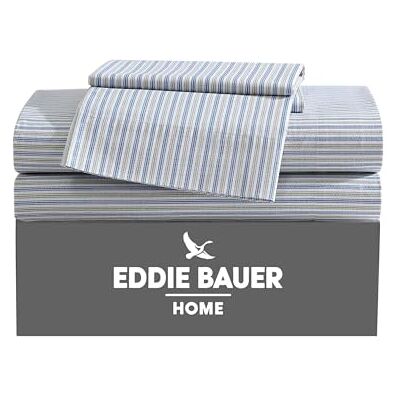 Eddie Bauer Kingsize lakens, perkal-katoenen beddengoedset, frisse en koele interieurdecoratie, marineblauw-groen gestreept (Ticking Stripe Navy/Green) Eddie Bauer Kingsize lakens, perkal-katoenen beddengoedset, frisse en koele interieurdecoratie, marineblauw-groen gestreept (Ticking Stripe Navy/Green)