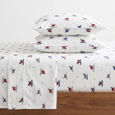 Eddie Bauer Flannel Sheets Queen Size, Anti-Pilling & Wrinkle Resistant Cotton, Touchably Soft for All-Season Comfort Bed Sheets with Matching Pillowcases & Fitted Sheet (Ski Patrol White) Eddie Bauer Flannel Sheets Queen Size, Anti-Pilling & Wrinkle Resistant Cotton, Touchably Soft for All-Season Comfort Bed Sheets with Matching Pillowcases & Fitted Sheet (Ski Patrol White)