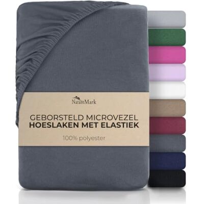 NatureMark Hoeslaken van geborsteld microvezel – Ultra zacht, ademend & hypoallergeen – Sneldrogend, onderhoudsvriendelijk – Elastische pasvorm – 90 x 200 cm Antracietgrijs NatureMark Hoeslaken van geborsteld microvezel – Ultra zacht, ademend & hypoallergeen – Sneldrogend, onderhoudsvriendelijk – Elastische pasvorm – 90 x 200 cm Antracietgrijs