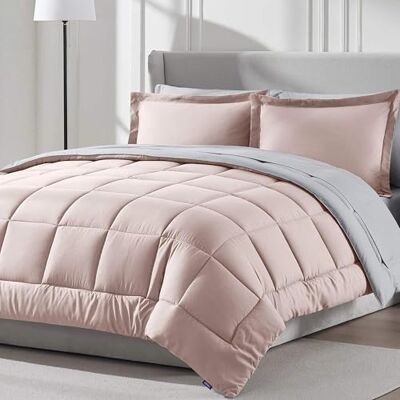 Nestl Full Size Dekbedset 7-delig Omkeerbare beddengoedsets volledig blozen roze, alle seizoenen bed in een tas volledige grootte bedset, full-size lakens en dekbed set met kussenslopen en shams Nestl Full Size Dekbedset 7-delig Omkeerbare beddengoedsets volledig blozen roze, alle seizoenen bed in een tas volledige grootte bedset, full-size lakens en dekbed set met kussenslopen en shams