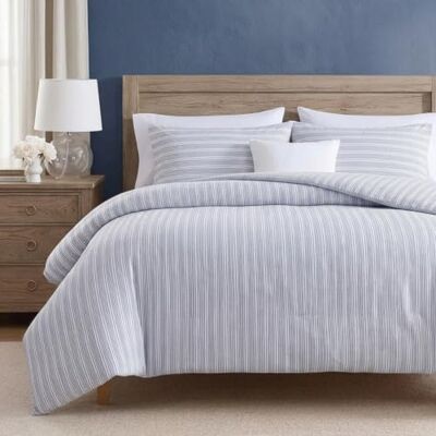 Nautica Tweepersoons dekbedovertrek, katoenen omkeerbaar beddengoed met knoopsluiting, casual woondecoratie voor alle seizoenen (beige gestreept blauw, twin) Nautica Tweepersoons dekbedovertrek, katoenen omkeerbaar beddengoed met knoopsluiting, casual woondecoratie voor alle seizoenen (beige gestreept blauw, twin)
